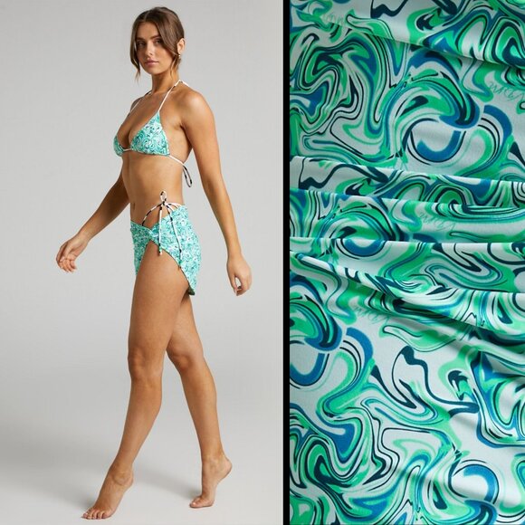 VDM Ziggy Mint Marble Bikini Bottoms & Wrap Skirt – Reversible Dot – S & M Avail - Picture 6 of 8